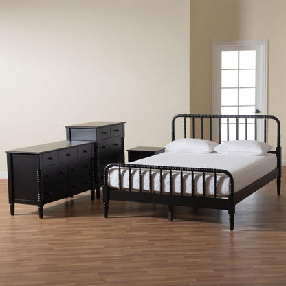 Baxton Studio - Braith Queen Bedroom Set in Black - SW8620-Black-4PC Queen Bedroom Set view 11
