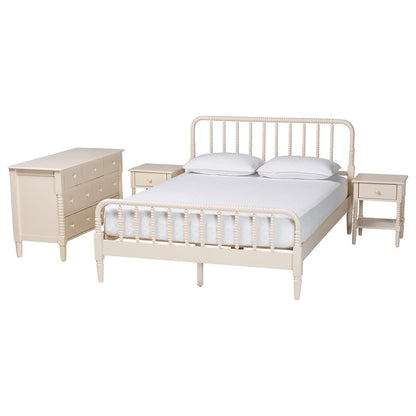 Baxton Studio - Braith Queen Bedroom Set in Ivory - Melisa-Ivory-4PC Queen Bedroom Set view 1