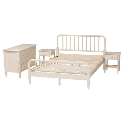 Baxton Studio - Braith Queen Bedroom Set in Ivory - Melisa-Ivory-4PC Queen Bedroom Set view 2