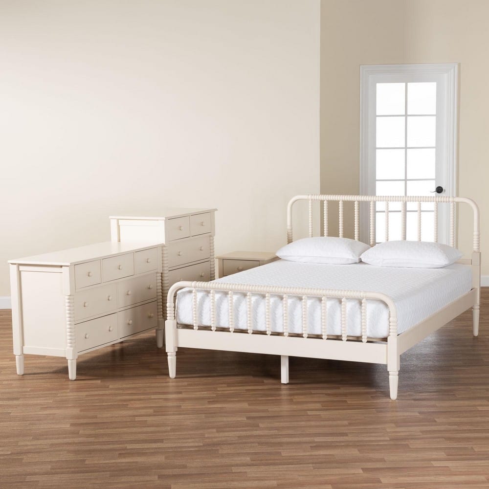 Baxton Studio - Braith Queen Bedroom Set in Ivory - SW8620-Ivory-4PC Queen Bedroom Set view 11