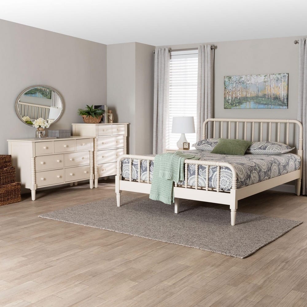 Baxton Studio - Braith Queen Bedroom Set in Ivory - SW8620-Ivory-4PC Queen Bedroom Set view 12