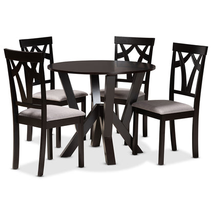 Baxton Studio - Branca Dining Set in Grey/Dark Brown - Branca-Grey/Dark Brown-5PC Dining Set view 1