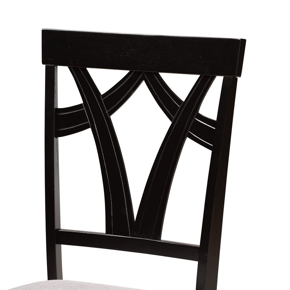 Baxton Studio - Branca Dining Set in Grey/Dark Brown - Branca-Grey/Dark Brown-5PC Dining Set view 5