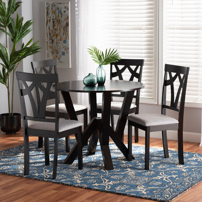 Baxton Studio - Branca Dining Set in Grey/Dark Brown - Branca-Grey/Dark Brown-5PC Dining Set view 8