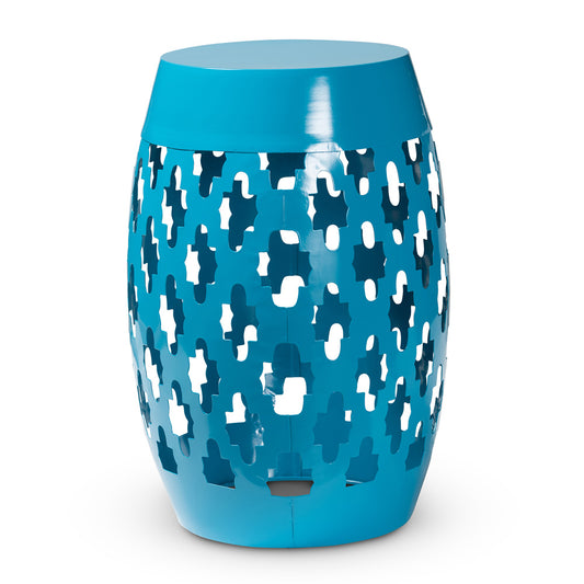 Baxton Studio - Branson Outdoor Side Table in Blue - H01-101370C Blue Metal Side Table view 1