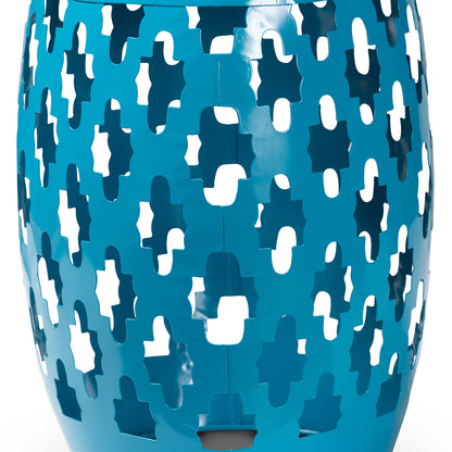 Baxton Studio - Branson Outdoor Side Table in Blue - H01-101370C Blue Metal Side Table view 2