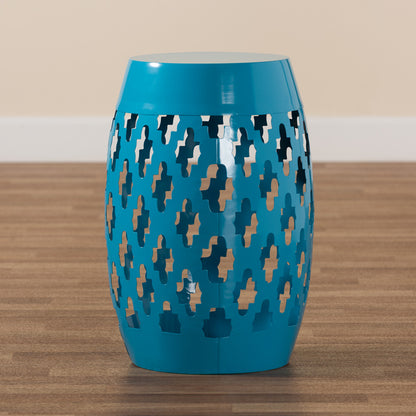 Baxton Studio - Branson Outdoor Side Table in Blue - H01-101370C Blue Metal Side Table view 6