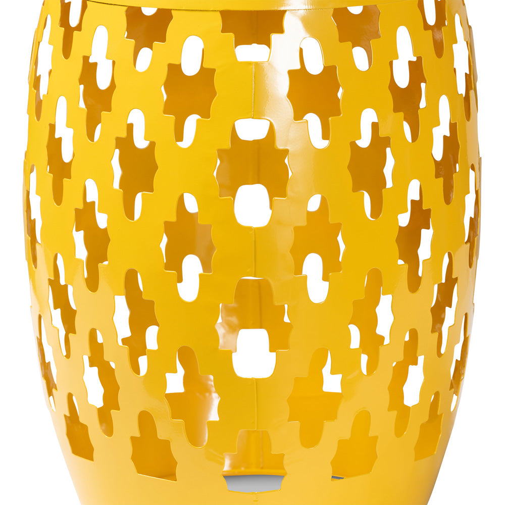 Baxton Studio - Branson Outdoor Side Table in Yellow - H01-101370A Yellow Metal Side Table view 2