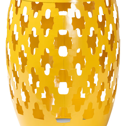 Baxton Studio - Branson Outdoor Side Table in Yellow - H01-101370A Yellow Metal Side Table view 2