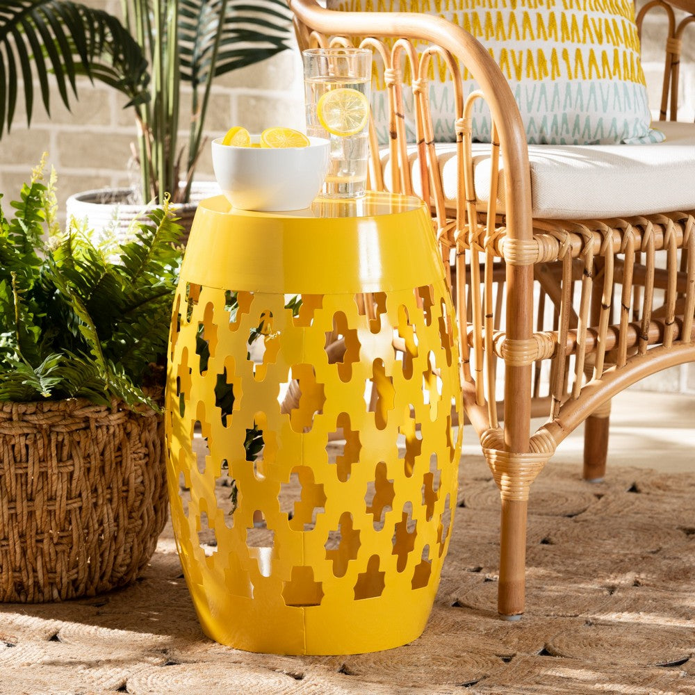Baxton Studio - Branson Outdoor Side Table in Yellow - H01-101370A Yellow Metal Side Table view 5