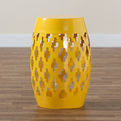 Baxton Studio - Branson Outdoor Side Table in Yellow - H01-101370A Yellow Metal Side Table view 6