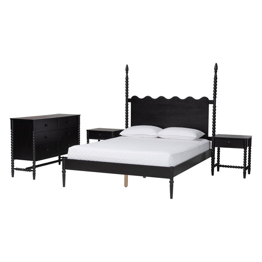 Baxton Studio - Brantley King Bedroom Set in Black - Lesedi-4PC Bedroom Set-Black-King-2NS view 1