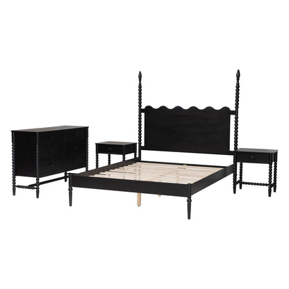 Baxton Studio - Brantley King Bedroom Set in Black - Lesedi-4PC Bedroom Set-Black-King-2NS view 2