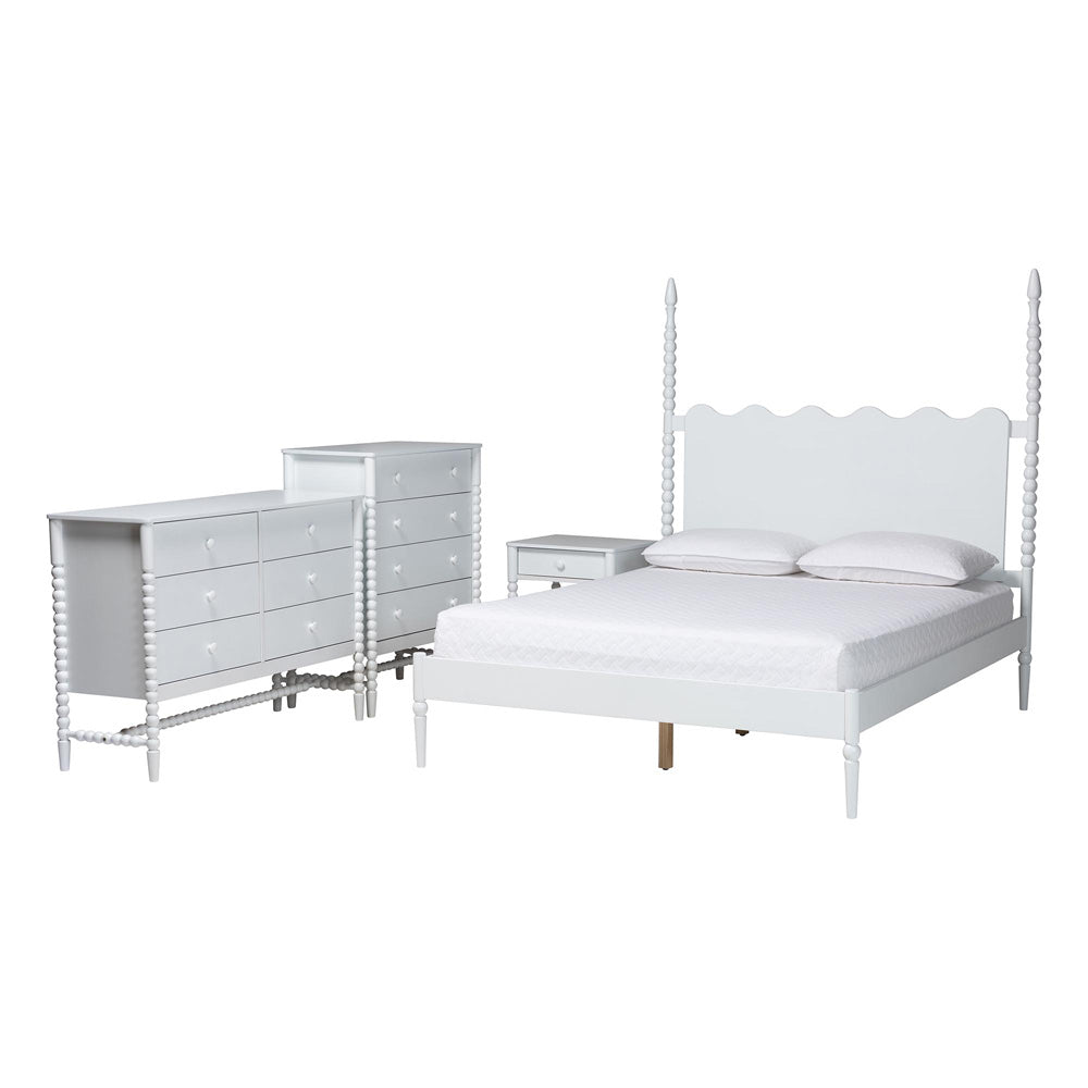 Baxton Studio - Brantley King Bedroom Set in White - Lesedi-4PC Bedroom Set-White-King-1NS view 1
