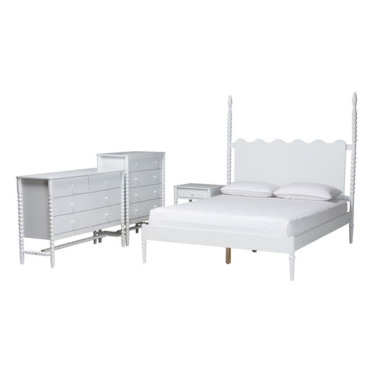 Baxton Studio - Brantley King Bedroom Set in White - Lesedi-4PC Bedroom Set-White-King-1NS view 1