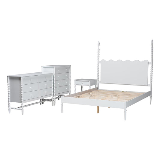 Baxton Studio - Brantley King Bedroom Set in White - Lesedi-4PC Bedroom Set-White-King-1NS view 2