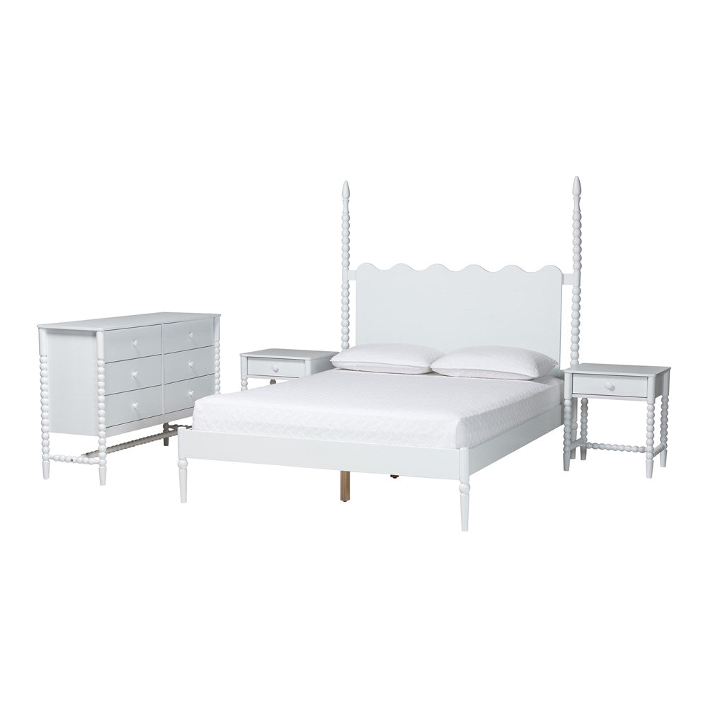 Baxton Studio - Brantley King Bedroom Set in White - Lesedi-4PC Bedroom Set-White-King-2NS view 1