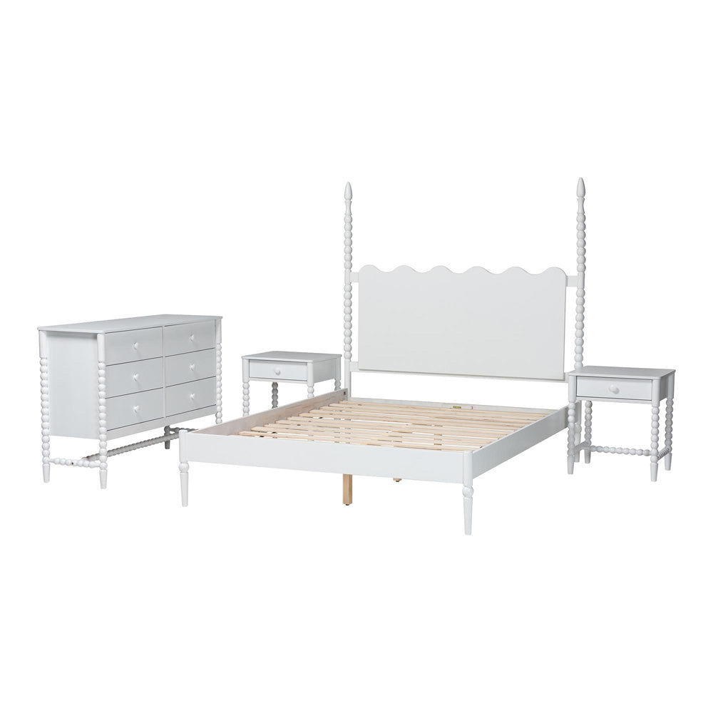 Baxton Studio - Brantley King Bedroom Set in White - Lesedi-4PC Bedroom Set-White-King-2NS view 2