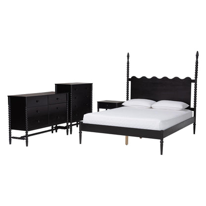 Baxton Studio - Brantley Queen Bedroom Set in Black - Lesedi-4PC Bedroom Set-Black-Queen-1NS view 1