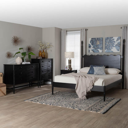 Baxton Studio - Brantley Queen Bedroom Set in Black - Lesedi-4PC Bedroom Set-Black-Queen-1NS view 11