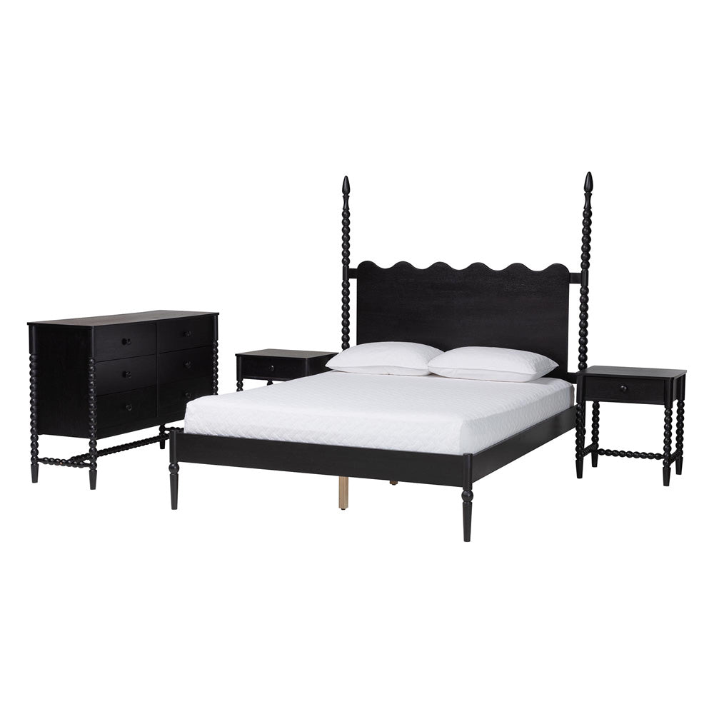 Baxton Studio - Brantley Queen Bedroom Set in Black - Lesedi-4PC Bedroom Set-Black-Queen-2NS view 1