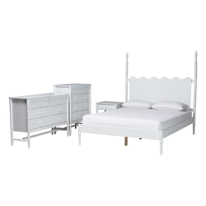 Baxton Studio - Brantley Queen Bedroom Set in White - Lesedi-4PC Bedroom Set-White-Queen-1NS view 1