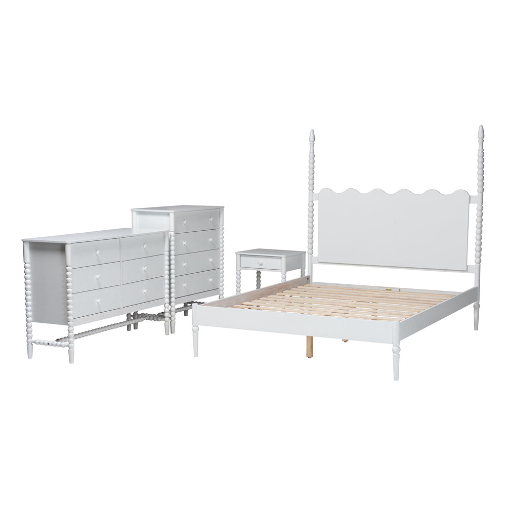 Baxton Studio - Brantley Queen Bedroom Set in White - Lesedi-4PC Bedroom Set-White-Queen-1NS view 2