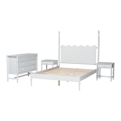 Baxton Studio - Brantley Queen Bedroom Set in White - Lesedi-4PC Bedroom Set-White-Queen-2NS view 2