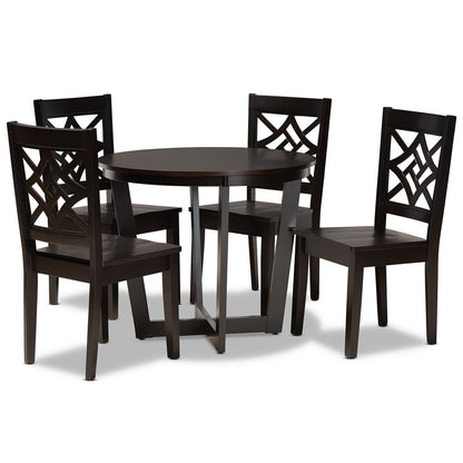 Baxton Studio - Brava Dining Set in Dark Brown - Brava-Dark Brown-5PC Dining Set view 1