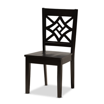 Baxton Studio - Brava Dining Set in Dark Brown - Brava-Dark Brown-5PC Dining Set view 2