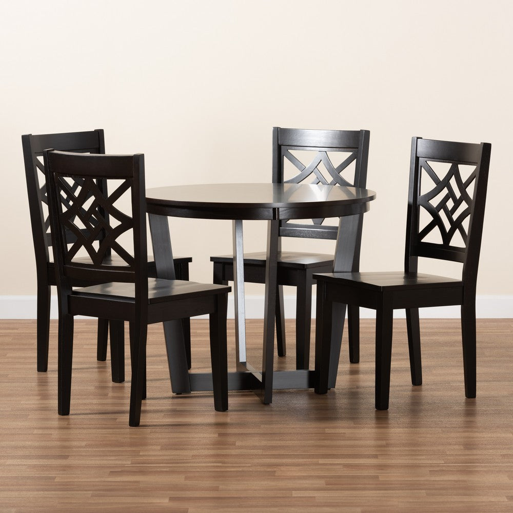 Baxton Studio - Brava Dining Set in Dark Brown - Brava-Dark Brown-5PC Dining Set view 8