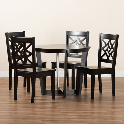 Baxton Studio - Brava Dining Set in Dark Brown - Brava-Dark Brown-5PC Dining Set view 8