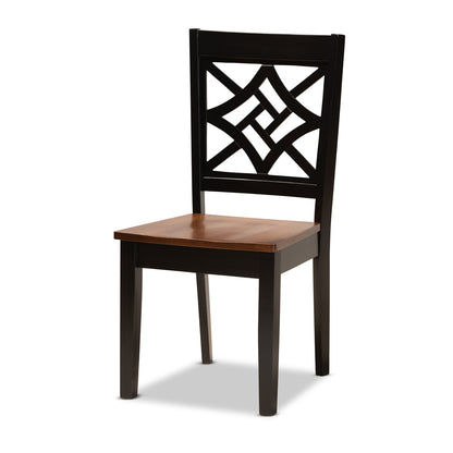 Baxton Studio - Brava Dining Set in Dark Brown/Walnut Brown - Brava-Dark Brown/Walnut-5PC Dining Set view 2