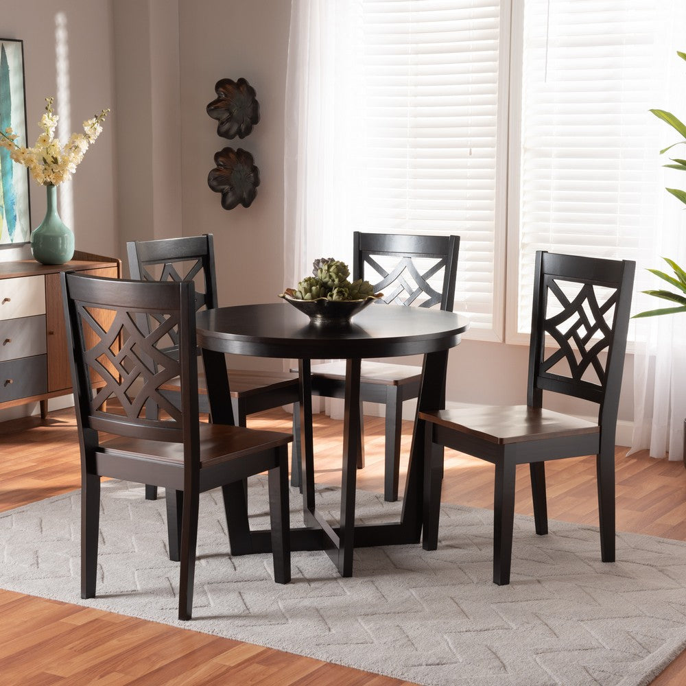 Baxton Studio - Brava Dining Set in Dark Brown/Walnut Brown - Brava-Dark Brown/Walnut-5PC Dining Set view 7