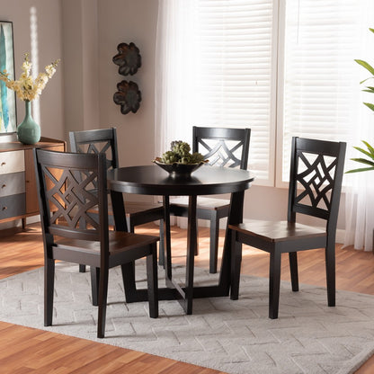 Baxton Studio - Brava Dining Set in Dark Brown/Walnut Brown - Brava-Dark Brown/Walnut-5PC Dining Set view 7