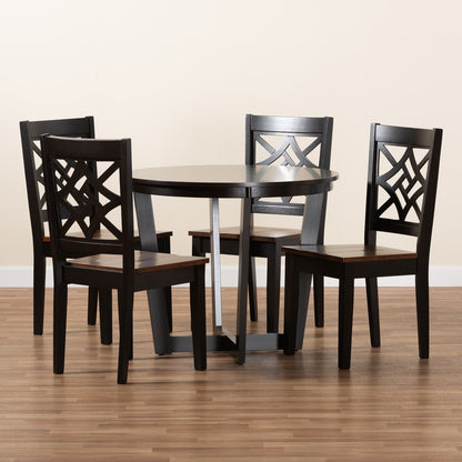 Baxton Studio - Brava Dining Set in Dark Brown/Walnut Brown - Brava-Dark Brown/Walnut-5PC Dining Set view 8