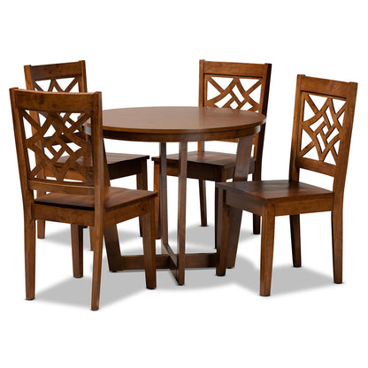 Baxton Studio - Brava Dining Set in Walnut Brown - Brava-Walnut-5PC Dining Set view 1