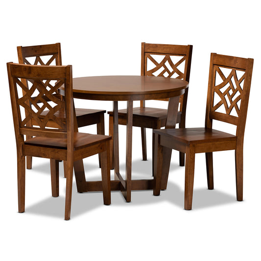 Baxton Studio - Brava Dining Set in Walnut Brown - Brava-Walnut-5PC Dining Set view 1