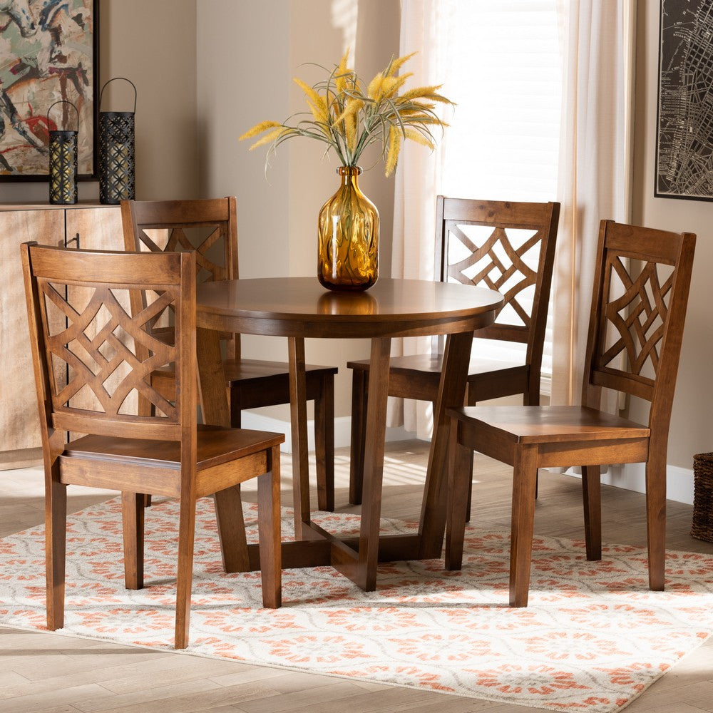 Baxton Studio - Brava Dining Set in Walnut Brown - Brava-Walnut-5PC Dining Set view 7