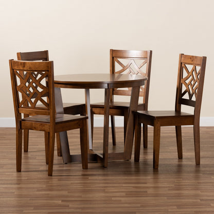 Baxton Studio - Brava Dining Set in Walnut Brown - Brava-Walnut-5PC Dining Set view 8