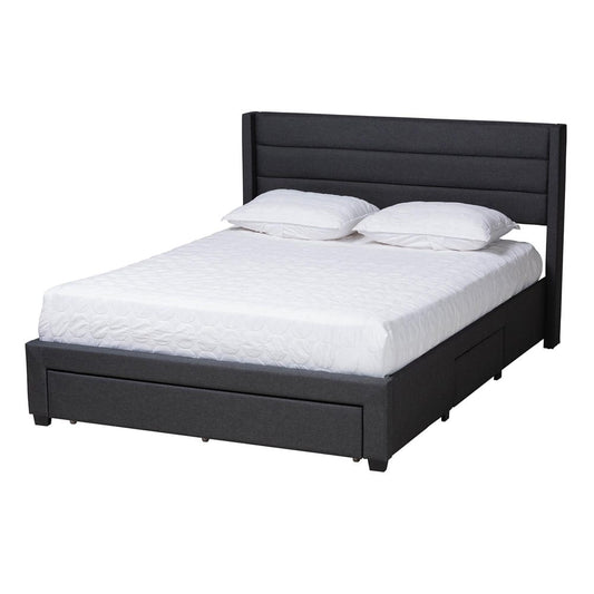 Baxton Studio - Braylon Queen Size Bed in Charcoal Grey/Dark Brown - CF 9270-A-Coronado-A-Charcoal Grey-Queen view 1