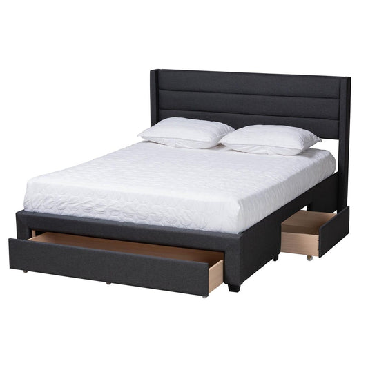 Baxton Studio - Braylon Queen Size Bed in Charcoal Grey/Dark Brown - CF 9270-A-Coronado-A-Charcoal Grey-Queen view 2
