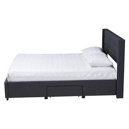 Baxton Studio - Braylon Queen Size Bed in Charcoal Grey/Dark Brown - CF 9270-A-Coronado-A-Charcoal Grey-Queen view 3