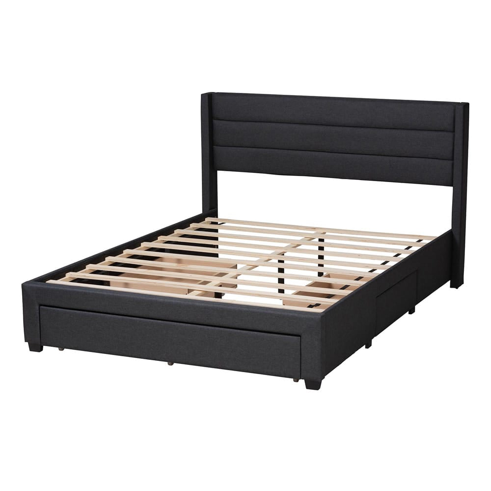Baxton Studio - Braylon Queen Size Bed in Charcoal Grey/Dark Brown - CF 9270-A-Coronado-A-Charcoal Grey-Queen view 4