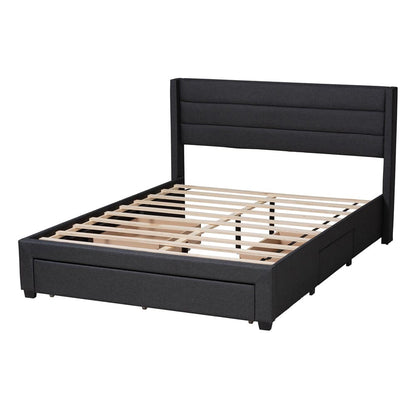 Baxton Studio - Braylon Queen Size Bed in Charcoal Grey/Dark Brown - CF 9270-A-Coronado-A-Charcoal Grey-Queen view 4