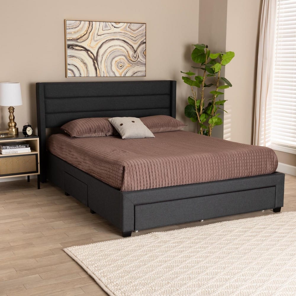 Baxton Studio - Braylon Queen Size Bed in Charcoal Grey/Dark Brown - CF 9270-A-Coronado-A-Charcoal Grey-Queen view 10