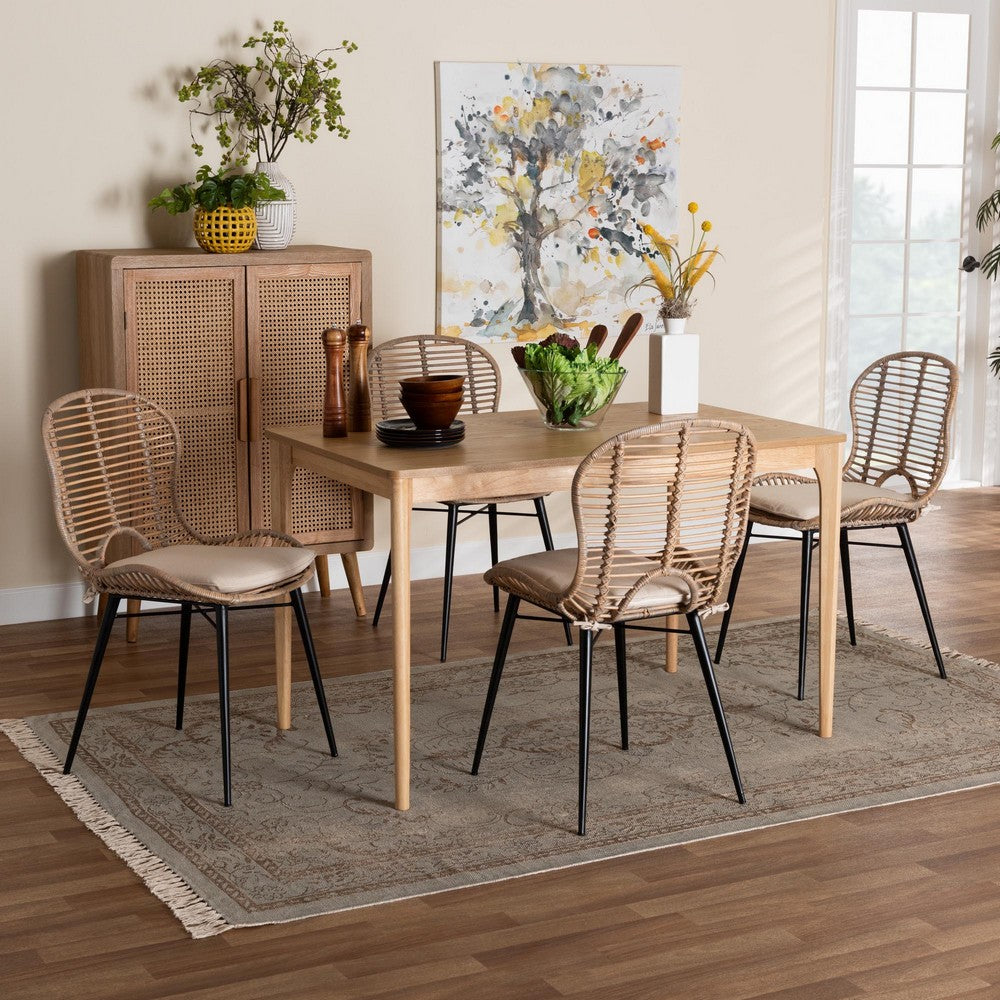 Baxton Studio - Brenna Dining Set in Greywash/Natural Brown/White - KYG005C-Natural Oak/Light Grey-5PC Dining Set view 8