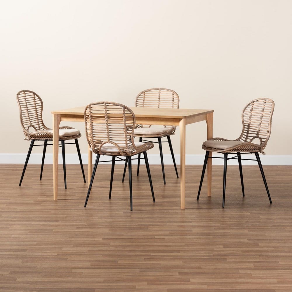Baxton Studio - Brenna Dining Set in Greywash/Natural Brown/White - KYG005C-Natural Oak/Light Grey-5PC Dining Set view 9