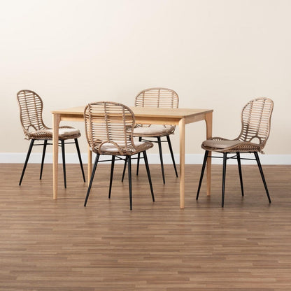 Baxton Studio - Brenna Dining Set in Greywash/Natural Brown/White - KYG005C-Natural Oak/Light Grey-5PC Dining Set view 9