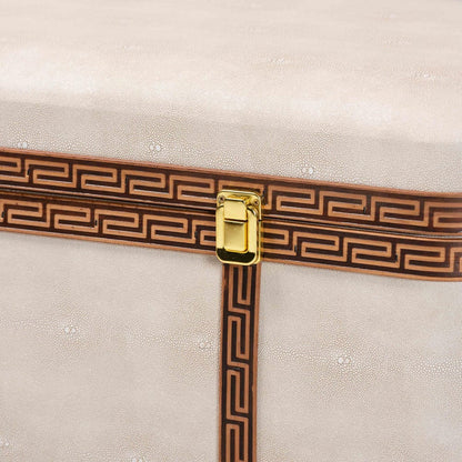 Baxton Studio - Brenner Storage Trunk in Beige/Brown/Gold - JY24A092-Large-Beige/Shagreen-Storage Ottoman view 6